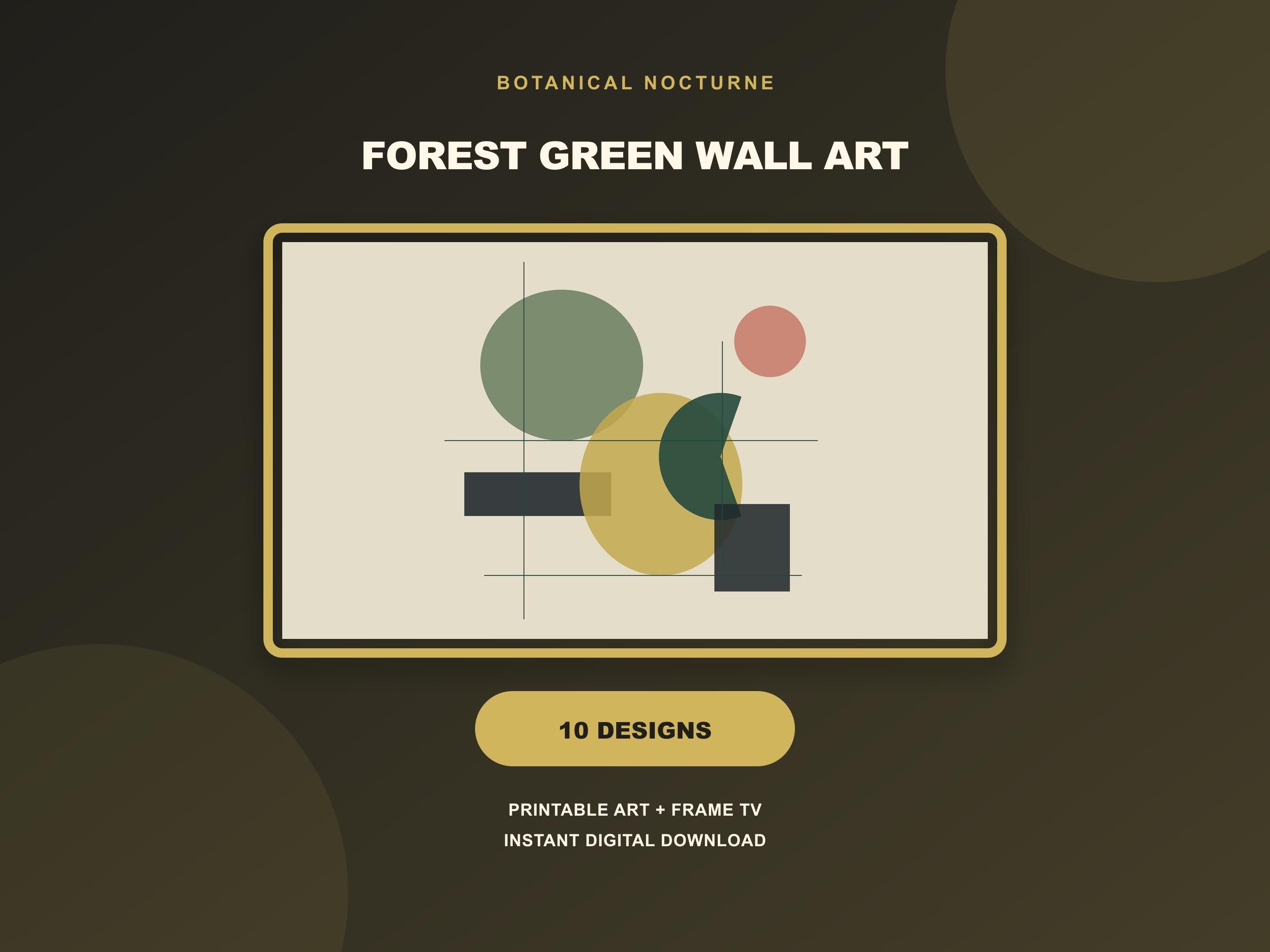 Botanical Nocturne Green Wall Art Set of 10 Printable Prints, Forest Gallery Wall
