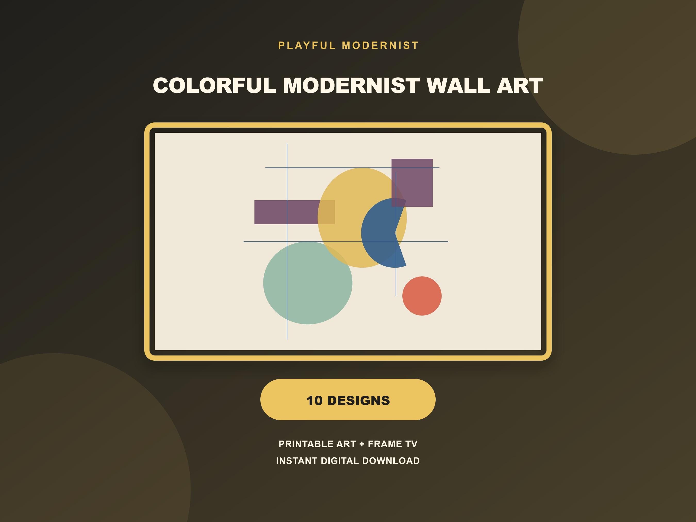 Playful Modernist Colorful Wall Art Set of 10 Printable Prints, Bold Gallery Wall