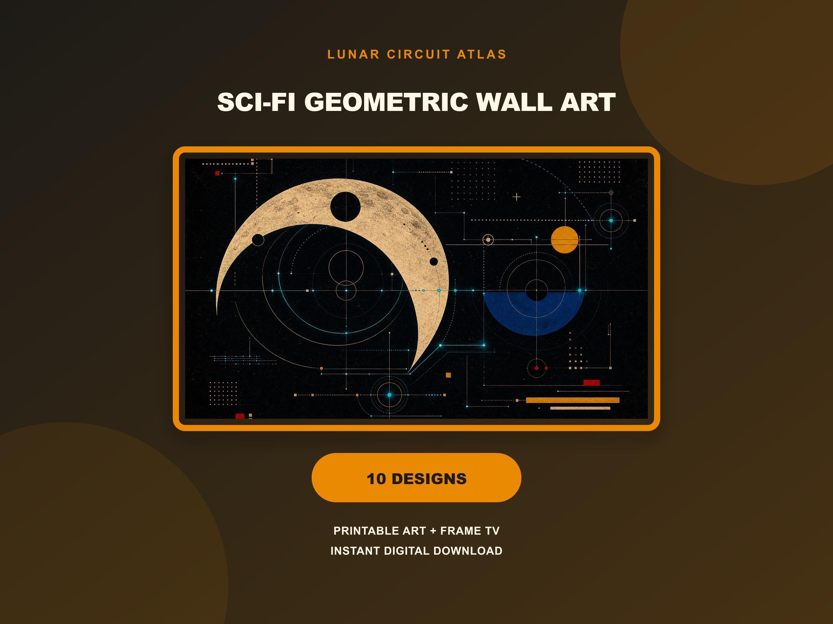 Lunar Circuit Atlas Bauhaus Geometric Wall Art Set (10 Designs) (Digital Download)