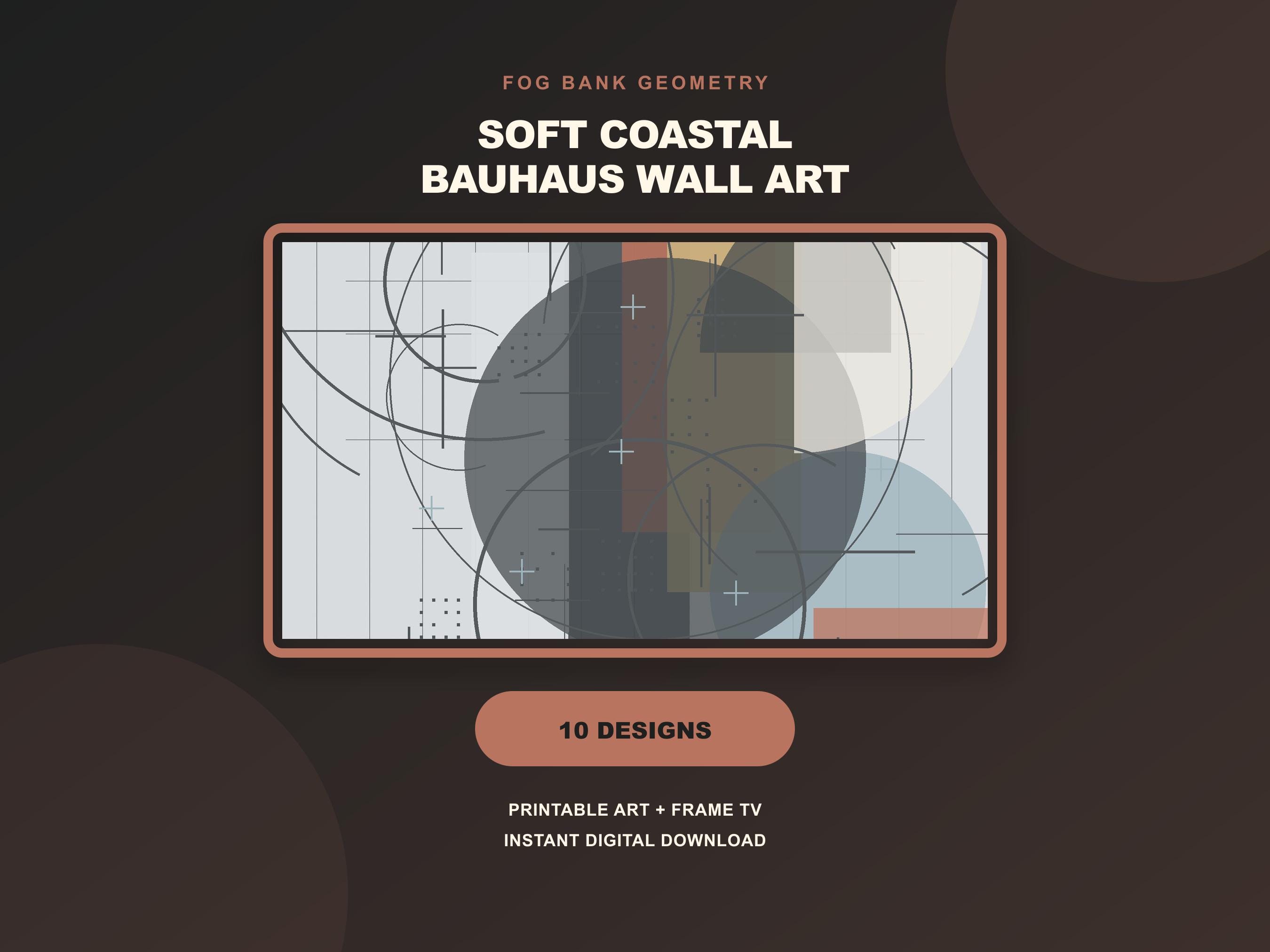 Fog Bank Geometry Bauhaus Wall Art Set, Soft Coastal Gallery Download