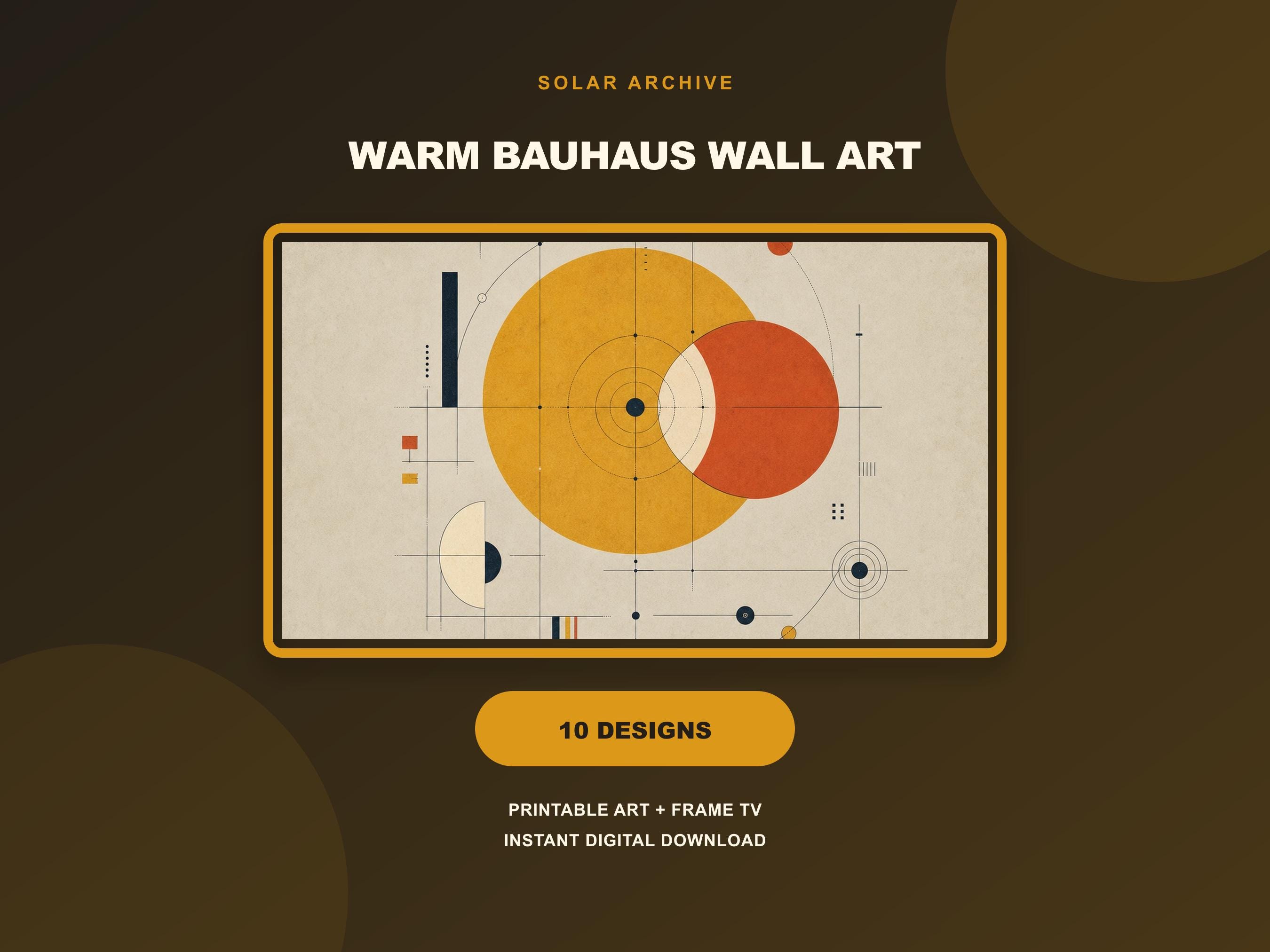 Solar Archive Bauhaus Gallery Wall Prints, Warm Geometric Mid-Century Art (Digital Download)