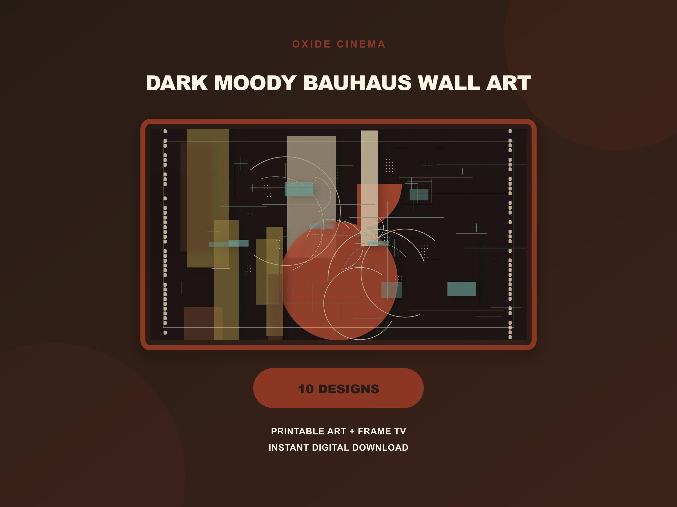 Oxide Cinema Bauhaus Wall Art Set of 10, Dark Moody Geometric Gallery Wall Download