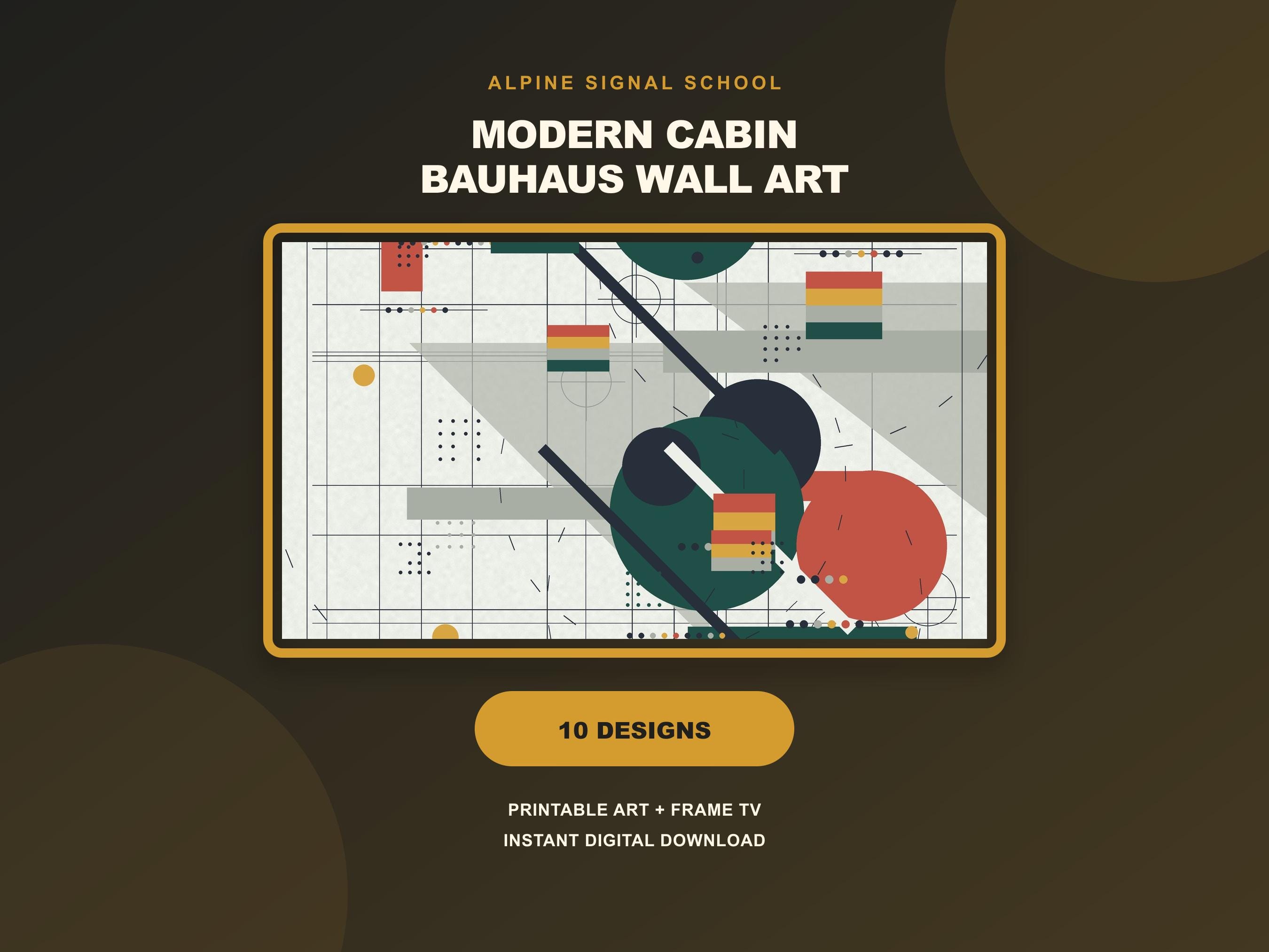 Alpine Signal School Bauhaus Wall Art Set of 10, Modern Cabin Geometric Gallery Wall