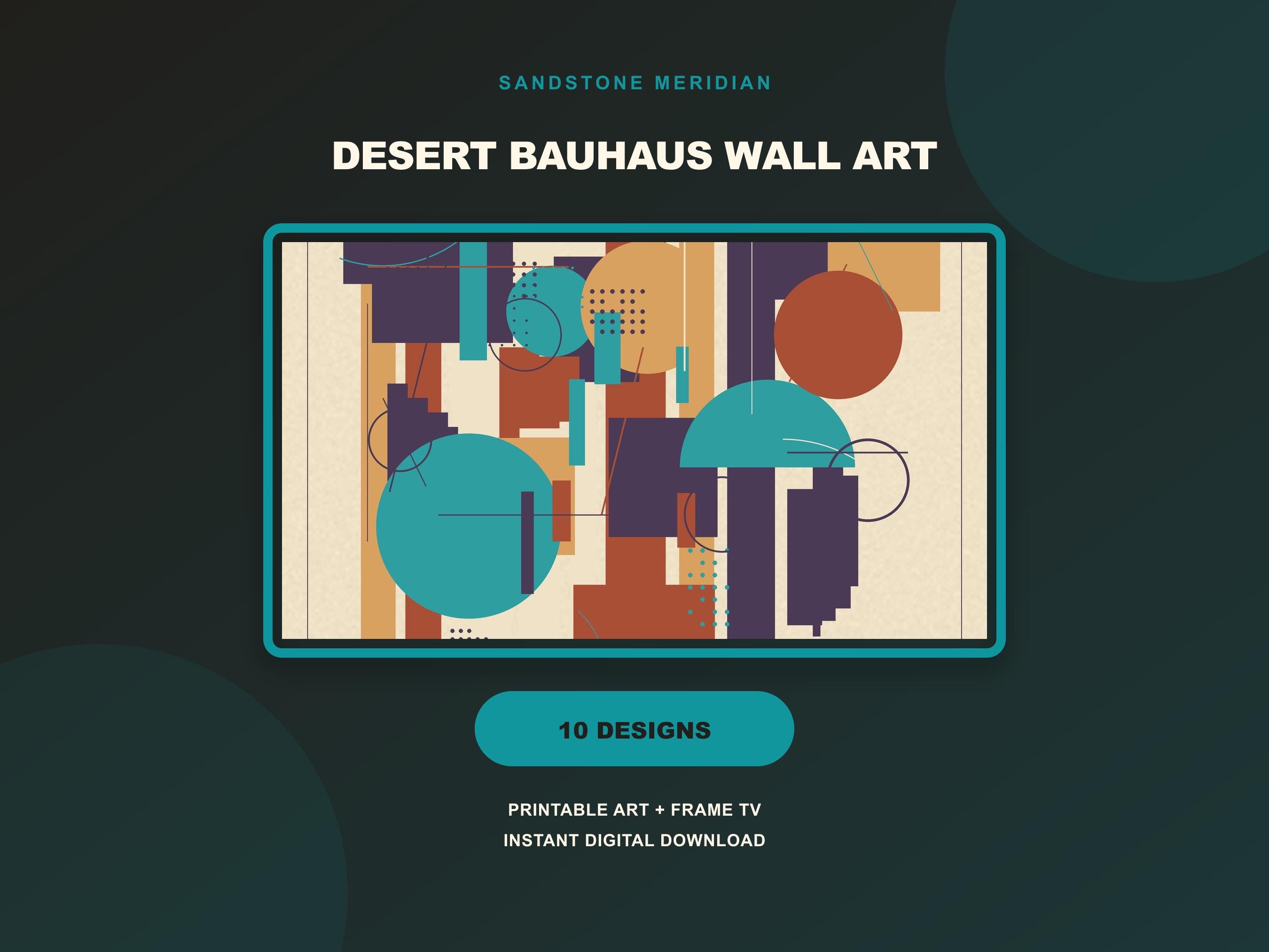 Sandstone Meridian Bauhaus Wall Art Set of 10, Desert Geometric Gallery Wall Download