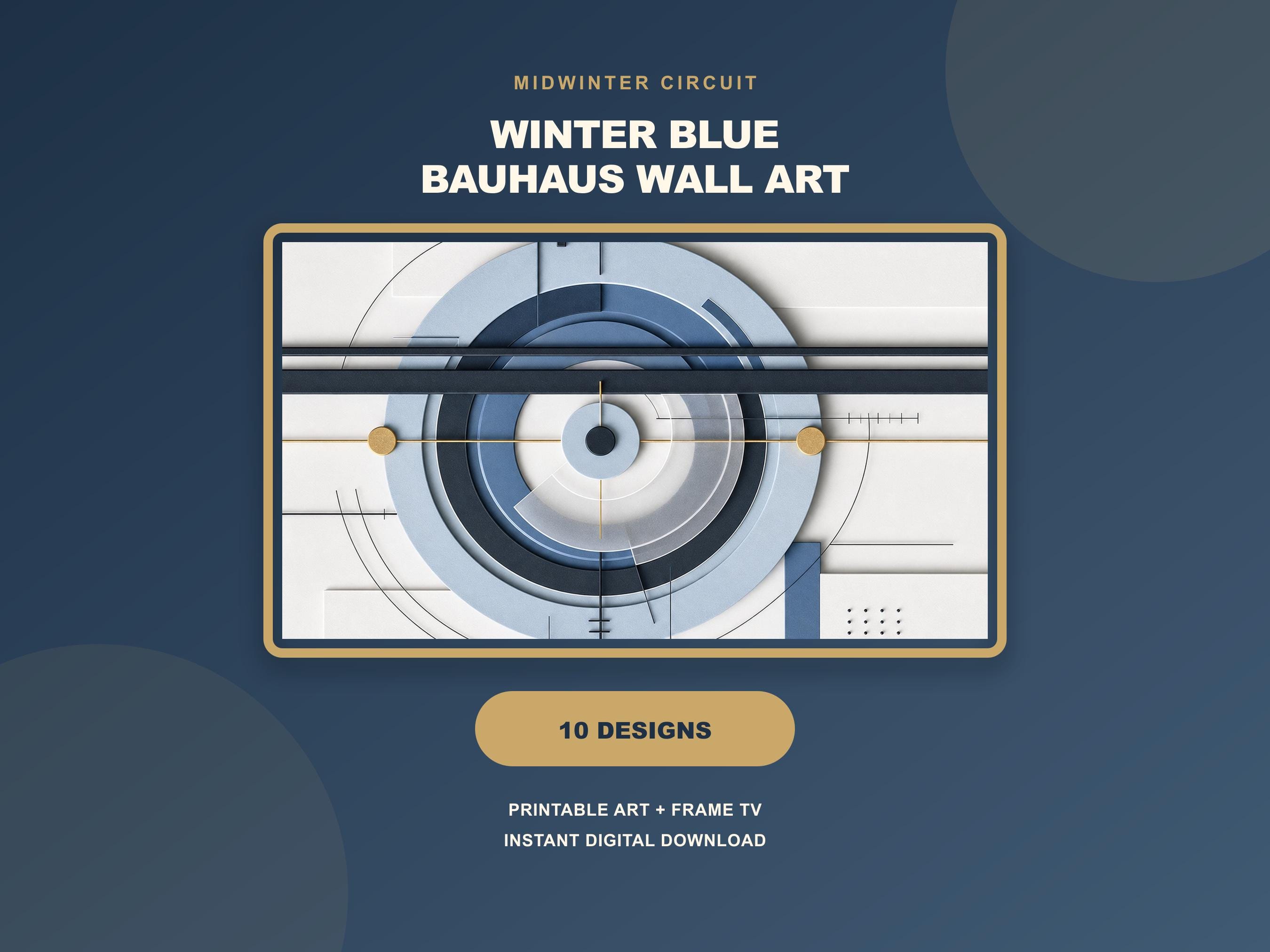 Winter Gallery Wall Set of 10, Blue Bauhaus Printable Wall Art, Samsung Frame TV