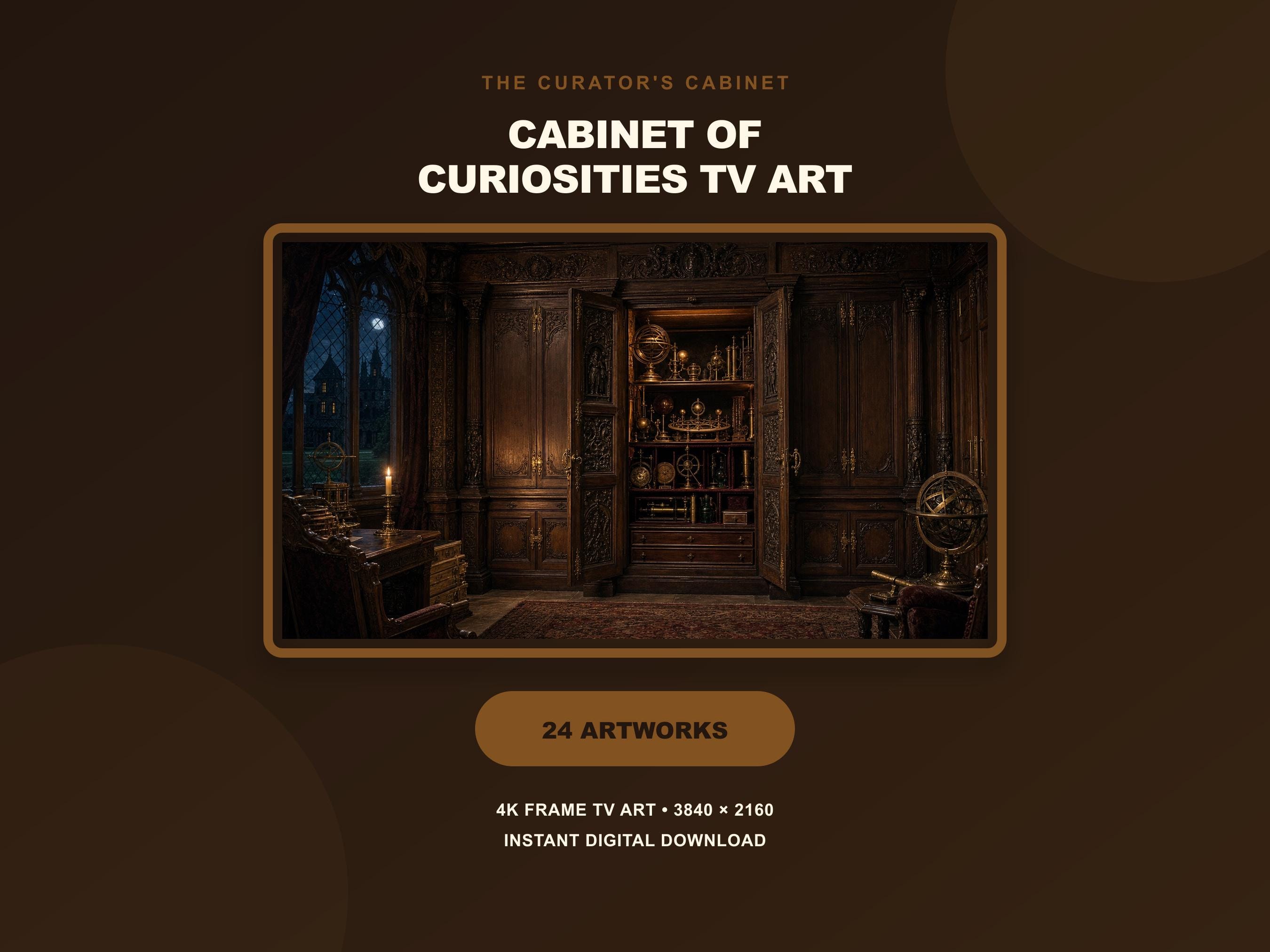 Cabinet of Curiosities TV Art Set, Dark Academia Decor, Natural History (Digital Download)